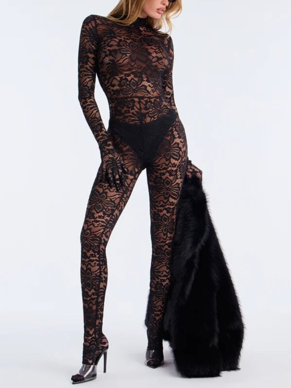 Seraphine Black Lace Glove Jumpsuit, S